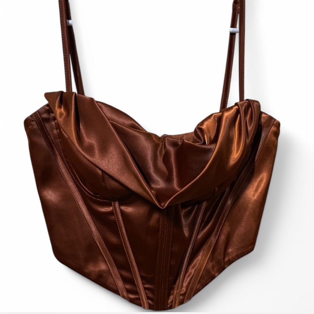 Brown Satin Corset Top